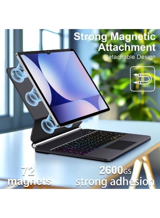 ZOOMEE Keyboard Case for Samsung Galaxy Tab S10+ Plus/S9+ Plus/S9 FE+ Plus/S8+ Plus/S7+ Plus/S7 FE Case with Keyboard 12.4" Magic-Style Magnetic – Floating Cantilever Stand - Multi-Touch Trackpad Keyboard - Image 3