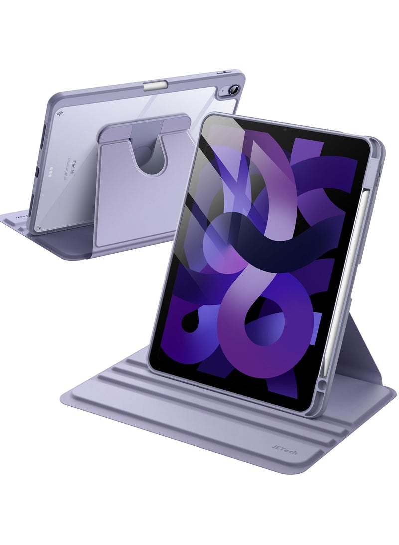 جي تيك حافظة دوارة لجهاز iPad Air 11 بوصة M2 (2024)، iPad Air 5/4 (2022/2020 الجيل الخامس/الرابع 10.9 بوصة)، غطاء حامل واقٍ قابل للدوران 360 درجة، ظهر شفاف، تنبيه/غفو تلقائي (أرجواني) - Image 1