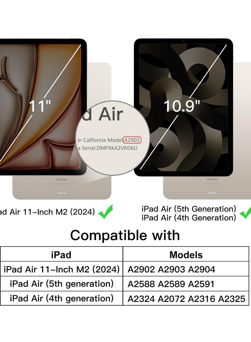 جي تيك حافظة دوارة لجهاز iPad Air 11 بوصة M2 (2024)، iPad Air 5/4 (2022/2020 الجيل الخامس/الرابع 10.9 بوصة)، غطاء حامل واقٍ قابل للدوران 360 درجة، ظهر شفاف، تنبيه/غفو تلقائي (أرجواني) - Image 2
