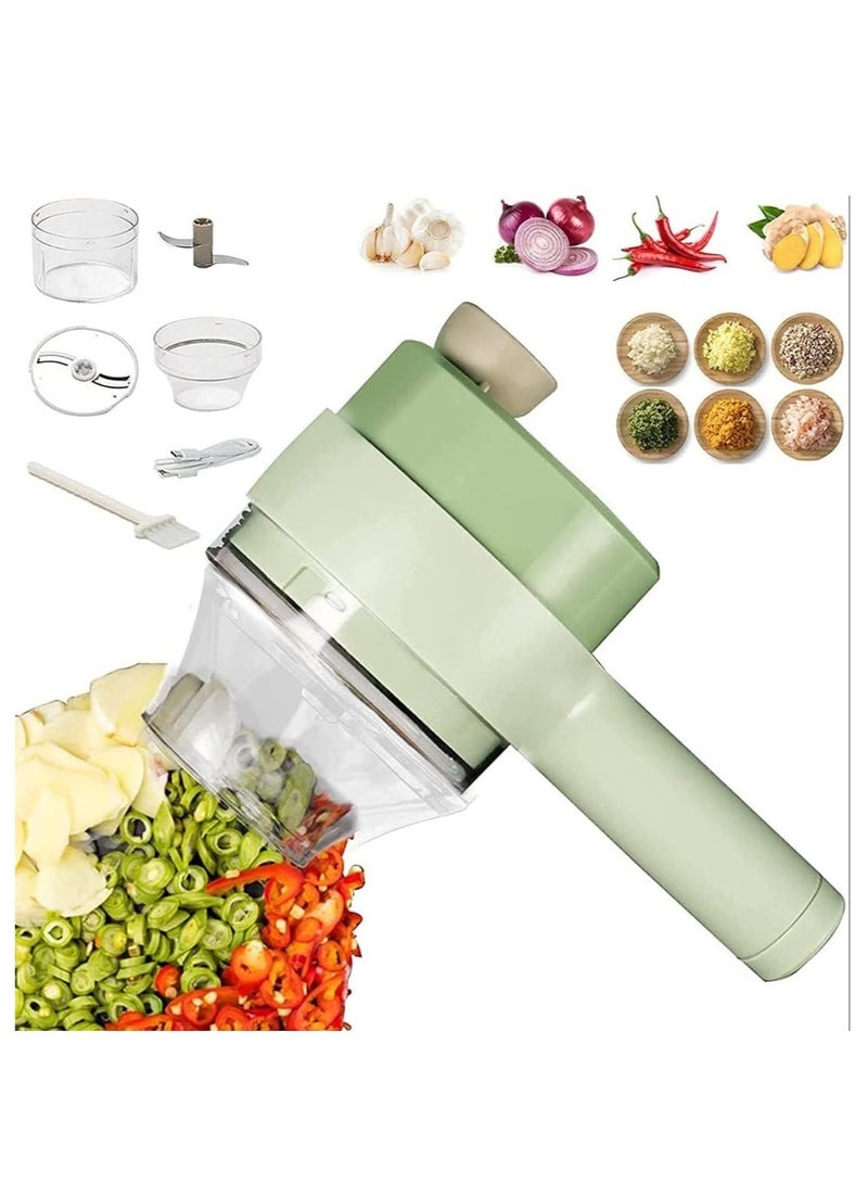 ELTRAZONE مجموعة تقطيع الخضروات الكهربائية Gatling Vegetable Chopper Mini Wireless Food Processor الثوم والفلفل الحار والبصل والكرفس والزنجبيل واللحوم والثوم مع فرشاة - Image 1