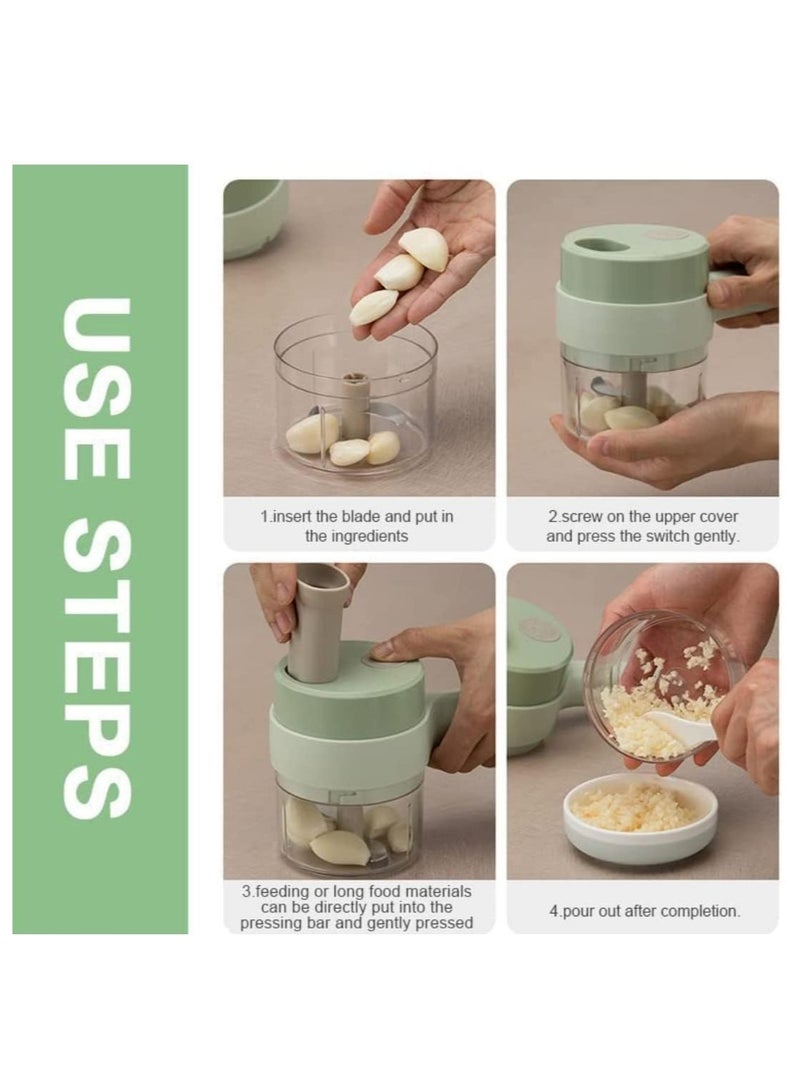 ELTRAZONE مجموعة تقطيع الخضروات الكهربائية Gatling Vegetable Chopper Mini Wireless Food Processor الثوم والفلفل الحار والبصل والكرفس والزنجبيل واللحوم والثوم مع فرشاة - Image 5