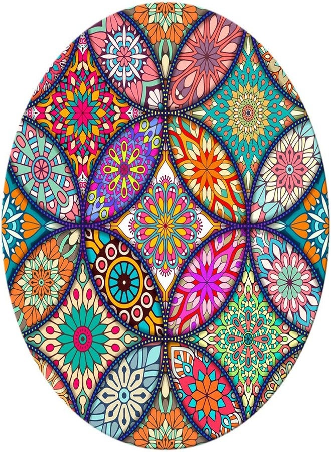 BOSOBO Cute Mouse Pad, Round Mandala Mouse Mat with Design, Non-Slip Rubber Base Mousepad with Stitched Edge, Waterproof Women Small Size 7.9 x 7.9 Inch, Pretty Mandala - Image 1