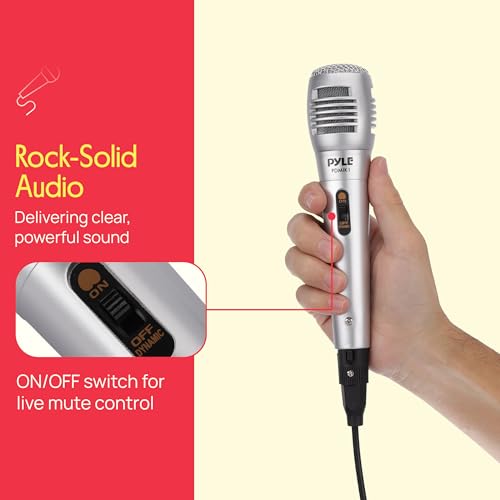 Pyle Wired Dynamic Microphone, Uni-Directional, Handheld Mic with Pop Filter, Steel Mesh Grill, 6.5 ft XLR Cable, Ideal for Stage and Studio Use, Rugged Construction, High Signal Output - Image 4
