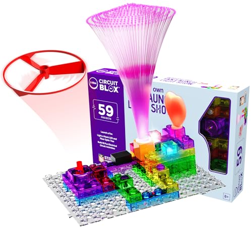 E-Blox Building Blocks STEM Circuit Kit, 59 Projects, Build Your Own Fan Launch Light Show, Science Projects, Birthday Gift, Boys, Girls, 8+ - Image 1