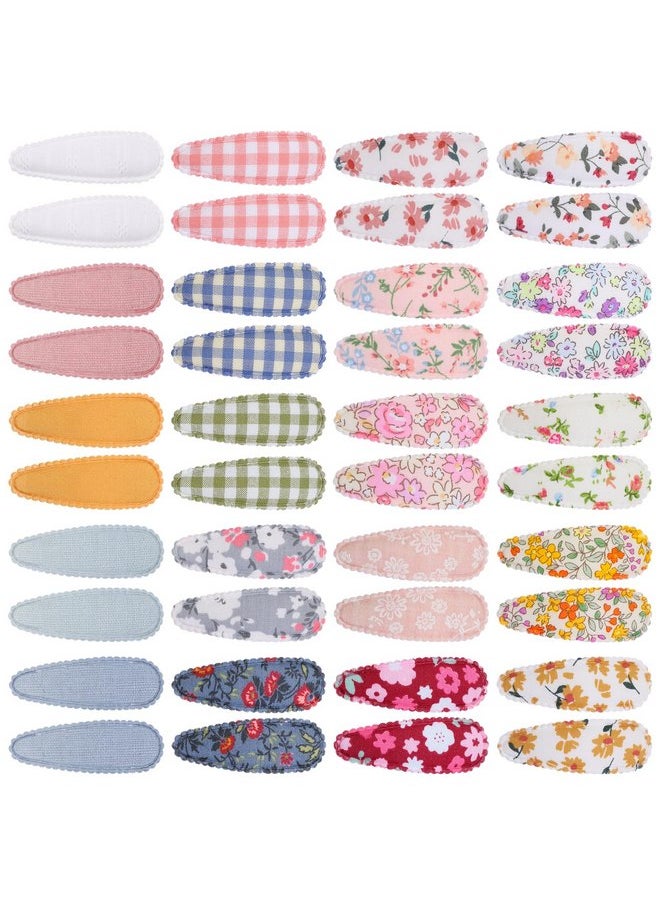 choicbaby Choicbaby 40 Pcs Toddler Hair Clips Floral Print Girl Hair Clips for Girls Non Slip Wrapped Snap Hairpins for Kids Barrettes Hair Accessories for Baby Girls 2.2 Inch  - Image 1
