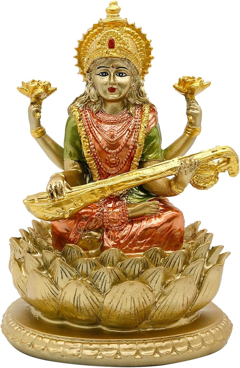 alikiki Hindu Goddess Saraswati Idol - 6.5" H Statue - Image 1