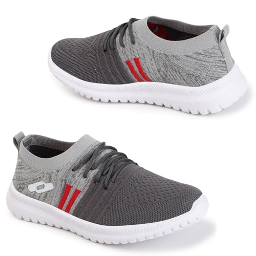 TRASE Sports Shoes for Kids Boys | Walking, Running, All Day Casual & Sports Wear (Grey-Red, 4 UK) - Image 4