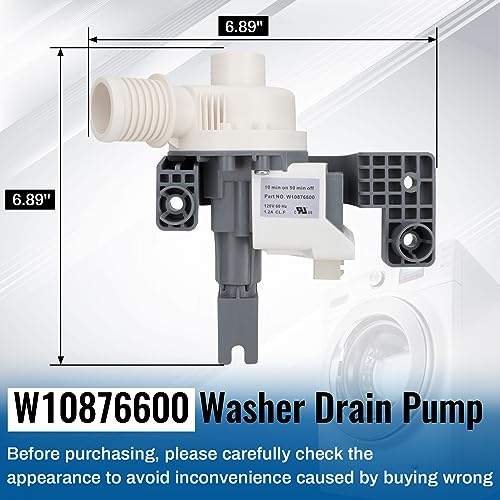 Miumoon Upgraded W10876600 Washer Drain Pump,W10727777 Washing Machine Drain Pump Replaces W10876600VP AP6004933 PS11738156,B25-3A04 Compatible with Whirlpool, Maytag, Kenmore, Crosley Washing Machine - Image 2