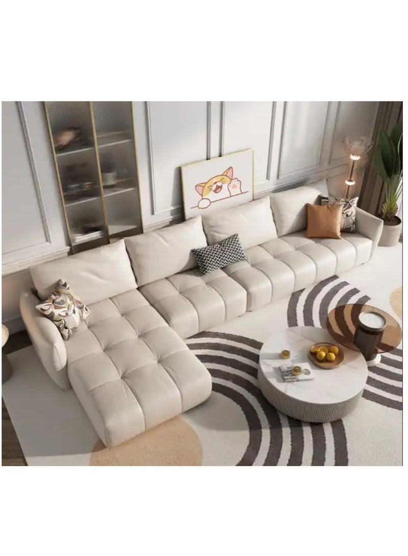 Comfynest Italian Modern Faux Leather L-Shape Sofa Set for Living Room-Nordic Soft European Corner Furniture  - Image 1