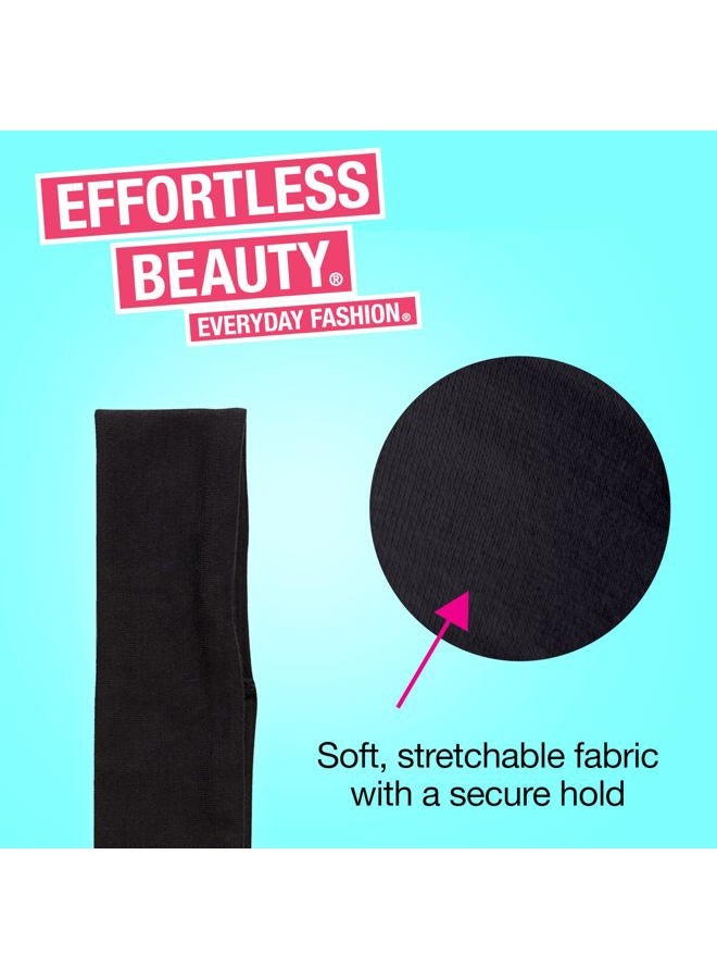 Scunci by Conair Soft Stretchable Headbands- accessories for women - mens headband - running headband -Black- 5 Count - Image 2