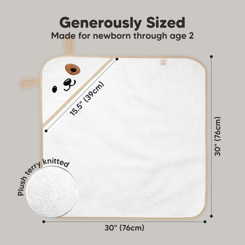 KeaBabies Hooded Baby Towel for Newborn - Viscose Derived from Bamboo Large Baby Bath Towels with Hood for Boys, Girls, Toddler, Extra Absorbent & Soft Newborn Bath Essentials (Dog, Petite) - Image 4