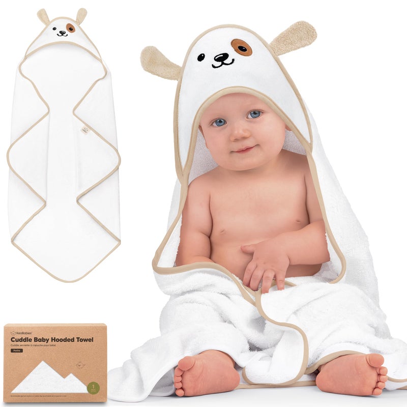 KeaBabies Hooded Baby Towel for Newborn - Viscose Derived from Bamboo Large Baby Bath Towels with Hood for Boys, Girls, Toddler, Extra Absorbent & Soft Newborn Bath Essentials (Dog, Petite) - Image 1