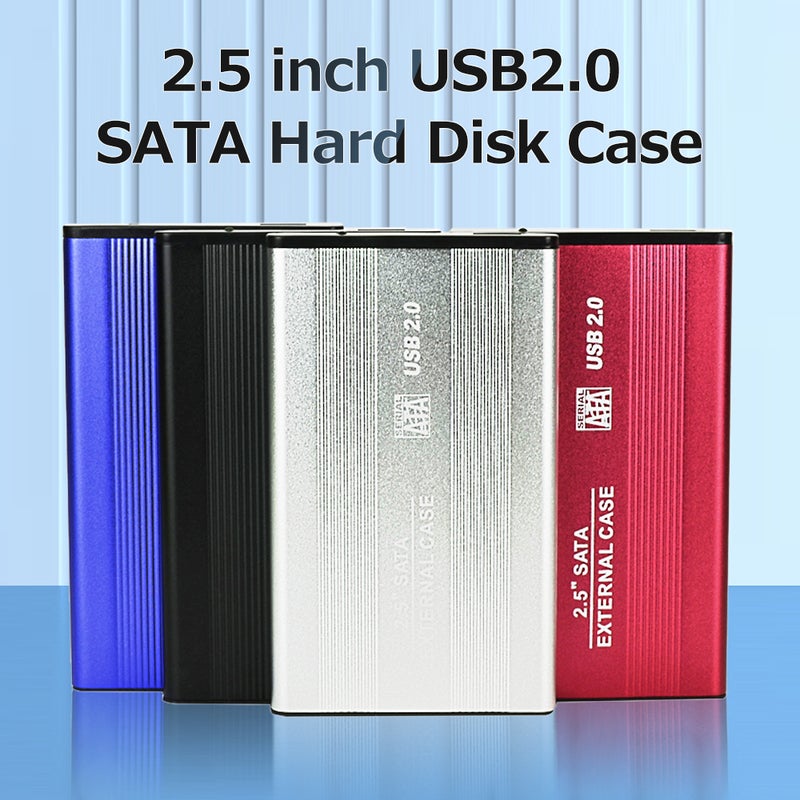 حقيبة قرص أليف محمولة USB2.0 مقاس 2.5 بوصة - غلاف خارجي لأقراص أليف SATA، غلاف من سبائك الألومنيوم USB2.0 لأقراص أليف SATA/SSD مقاس 2.5 بوصة - اللون الأحمر - Image 2