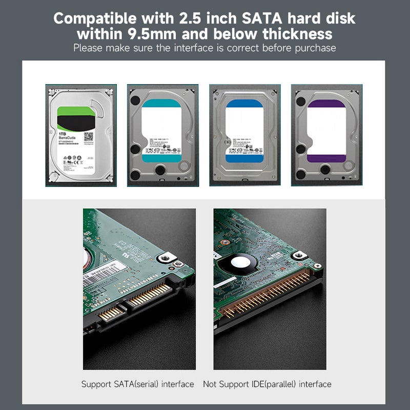حقيبة قرص أليف محمولة USB2.0 مقاس 2.5 بوصة - غلاف خارجي لأقراص أليف SATA، غلاف من سبائك الألومنيوم USB2.0 لأقراص أليف SATA/SSD مقاس 2.5 بوصة - اللون الأحمر - Image 5