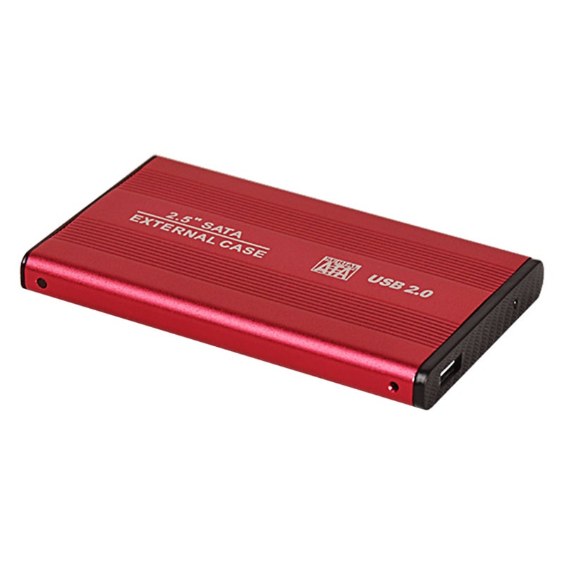 حقيبة قرص أليف محمولة USB2.0 مقاس 2.5 بوصة - غلاف خارجي لأقراص أليف SATA، غلاف من سبائك الألومنيوم USB2.0 لأقراص أليف SATA/SSD مقاس 2.5 بوصة - اللون الأحمر - Image 1