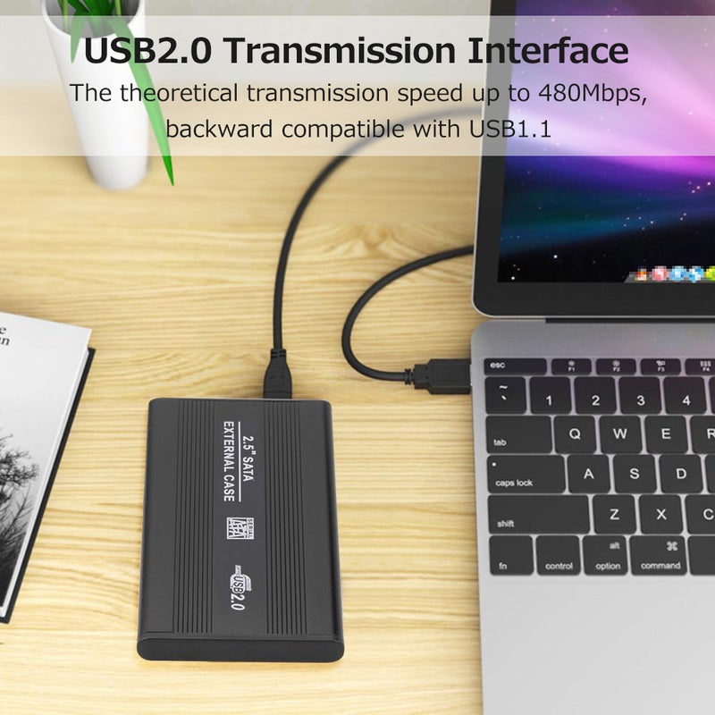 حقيبة قرص أليف محمولة USB2.0 مقاس 2.5 بوصة - غلاف خارجي لأقراص أليف SATA، غلاف من سبائك الألومنيوم USB2.0 لأقراص أليف SATA/SSD مقاس 2.5 بوصة - اللون الأحمر - Image 4
