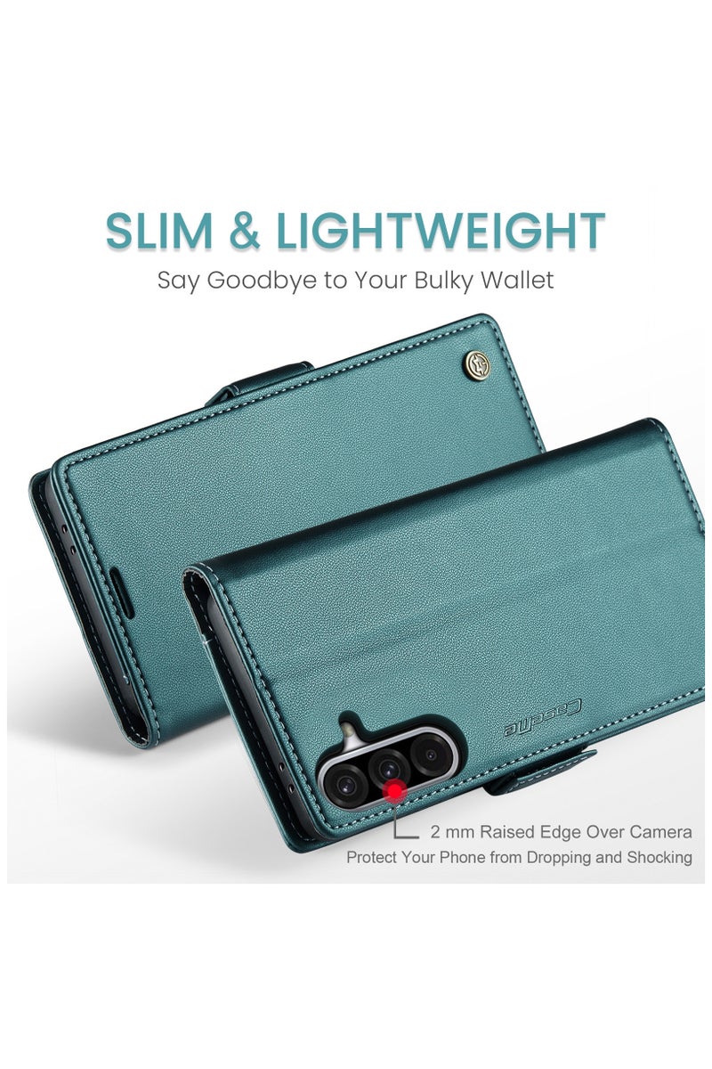 CaseMe Flip Wallet Case For Samsung Galaxy A56 5G RFID Blocking PU Leather Wallet Flip Folio Case with Card Holder Kickstand Shockproof Phone Cover - Green - Image 3