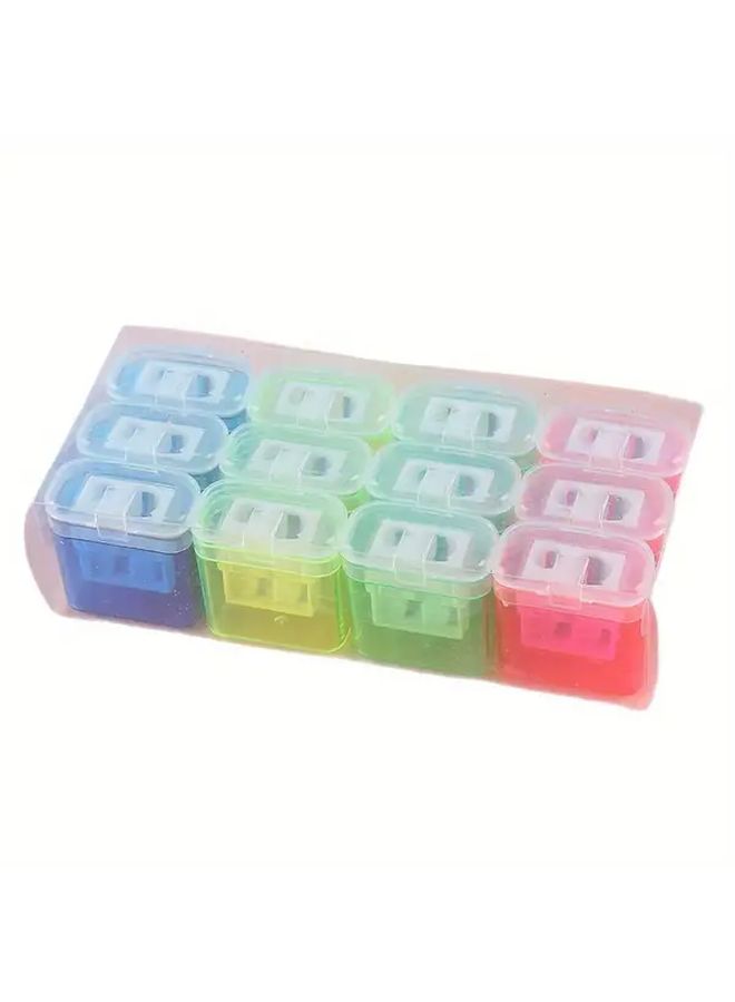 5pcs Mixed Color Double Hole Pencil Sharpeners with Clear Lids Small Plastic Manual Sharpener for Home Office Classroom Supplies - Image 5