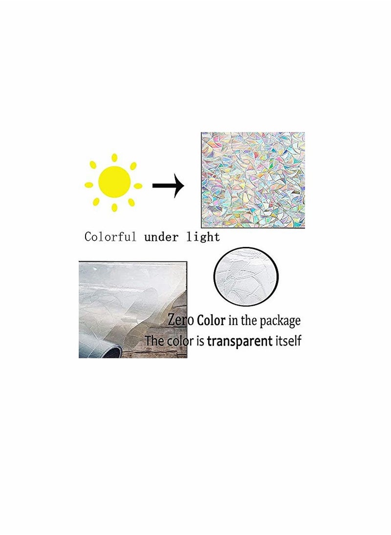 KASTWAVE Window Film Decorative Privacy Film 3D No Glue Holographic Glass Sticker for Glass Door Home House Ofiice Heat Control Anti UV 17.5 x 78.7 inches  - Image 3