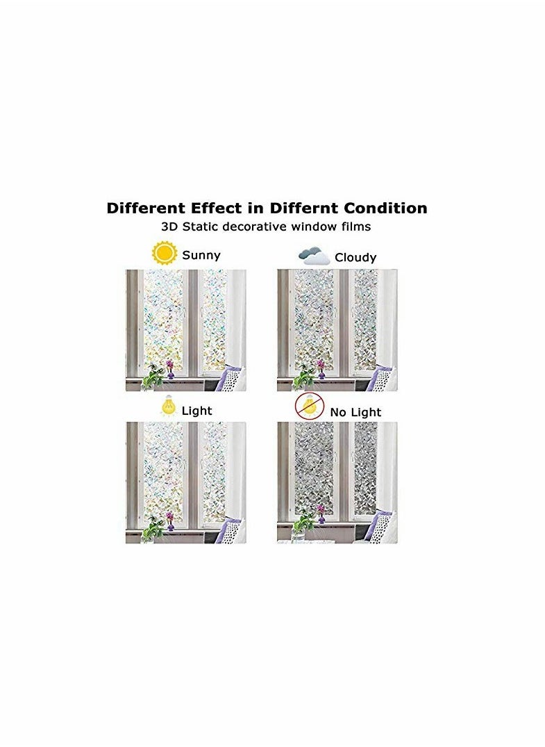 KASTWAVE Window Film Decorative Privacy Film 3D No Glue Holographic Glass Sticker for Glass Door Home House Ofiice Heat Control Anti UV 17.5 x 78.7 inches  - Image 4