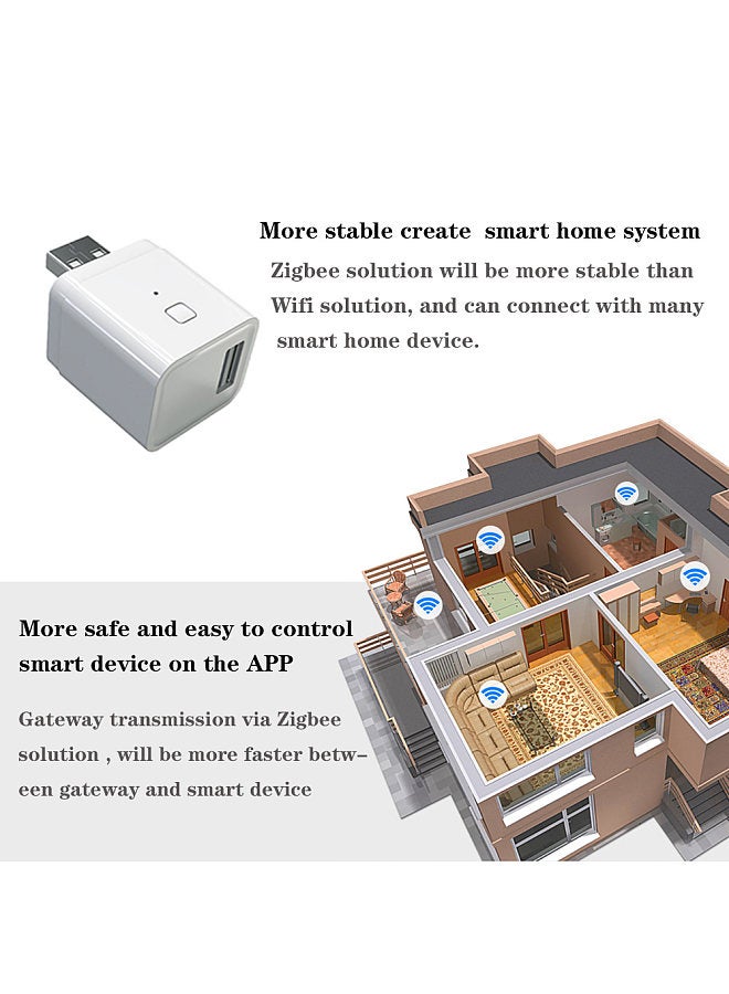 Smart Home BT Gateway Central Control System Portable USB Interface Gateway Zigbee/Tuya APP Remote Control LED Indicator Light Voice Control Multifunctional USB Gateway