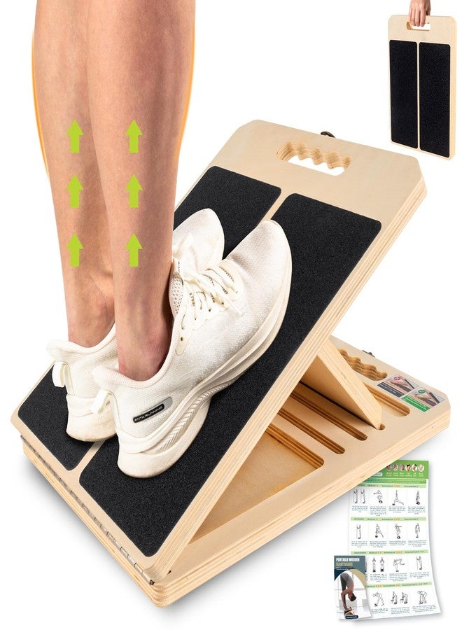 UOPON Slant Board for Calf Stretching, Adjustable Portable Wooden Incline Board for Calf Stretcher with Training Poster, 300 Lbs Weight Capacity Calf Stretch Wedge for Leg, Knees, Heel, Ankle & Stretching - Image 1