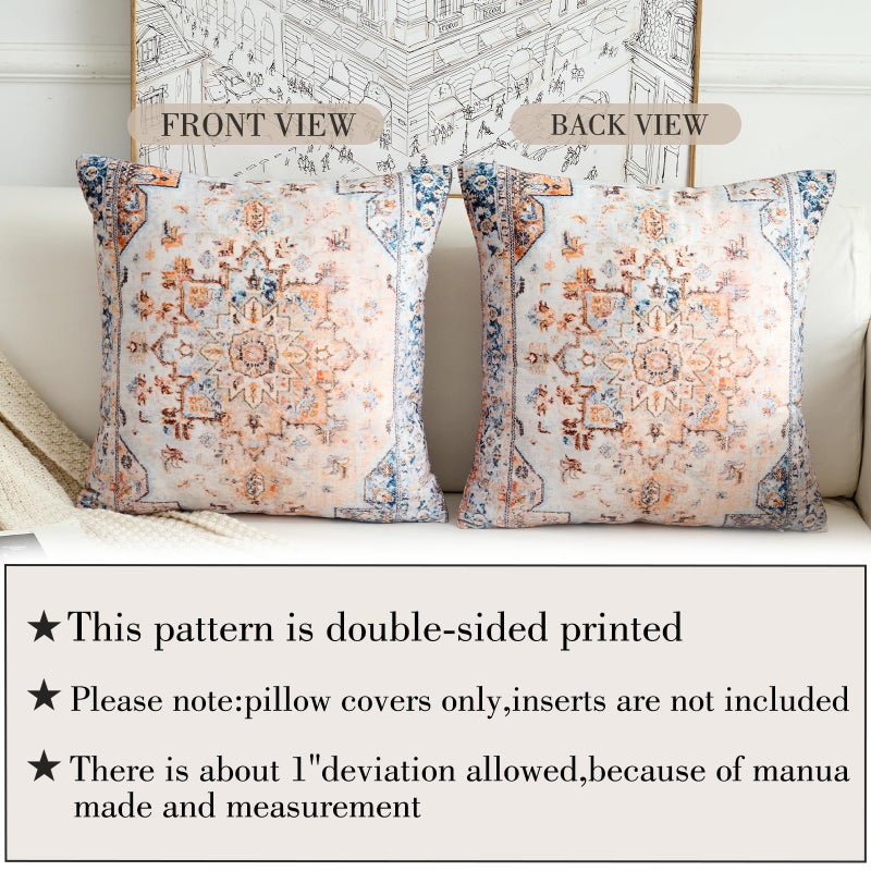BUAEL Boho Throw Pillow Covers 20x20 inch Set of 2,Boho Vintage Carpet Pattern Antique Ethnic Decor Double Sided Pattern Cushion Cover Soft Pillow Case Living Sofa Room Bed Square Pillow Cover - Image 3