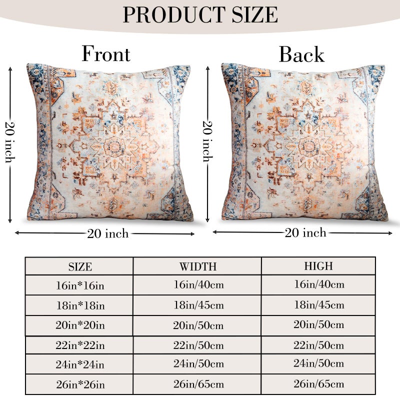 BUAEL Boho Throw Pillow Covers 20x20 inch Set of 2,Boho Vintage Carpet Pattern Antique Ethnic Decor Double Sided Pattern Cushion Cover Soft Pillow Case Living Sofa Room Bed Square Pillow Cover - Image 2