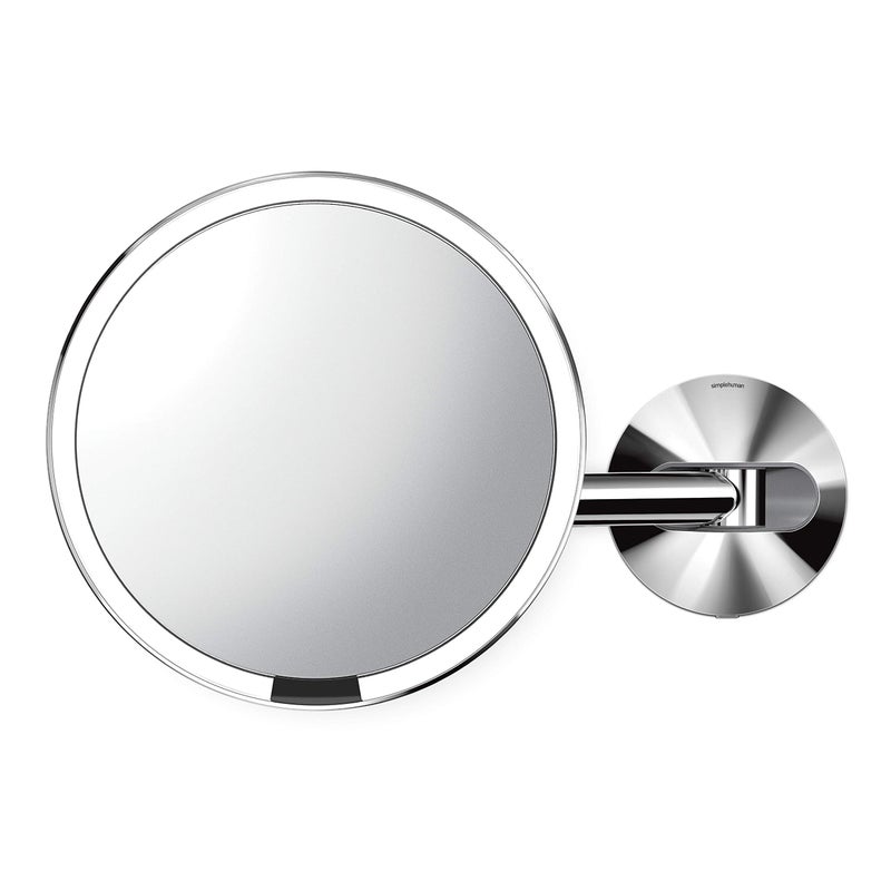 simplehuman 8 Sensor Makeup Mirror Wall Mount 5X Magnification HardWired 100240v Polished Stainless Steel