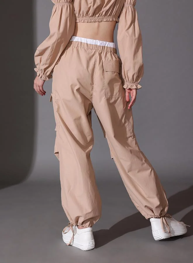 STREET 9 STREET 9 Women Beige Cotton Loose Fit Trousers
