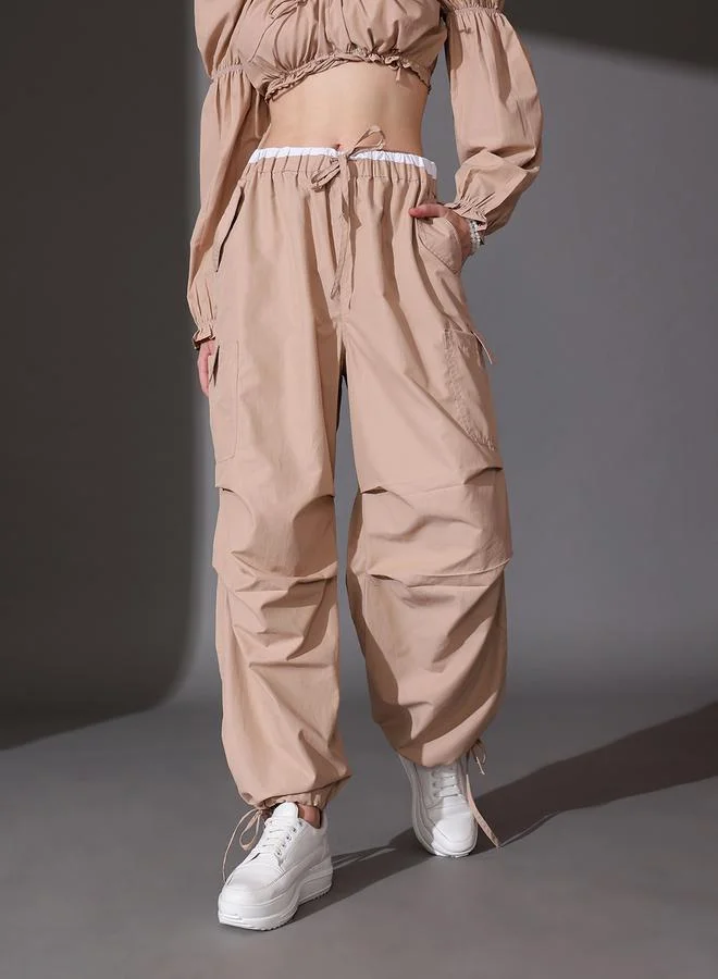 STREET 9 STREET 9 Women Beige Cotton Loose Fit Trousers