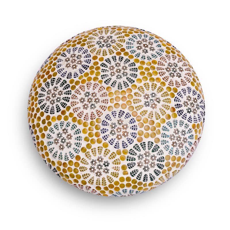 Earthenmetal Coloured Flower Design Yellow Coloured Mosaic Glass Ceiling Light - Image 4