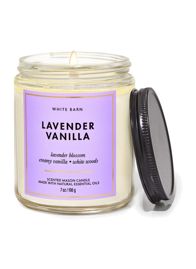 Bath & Body Works Lavender Vanilla Mason Single Wick Candle 