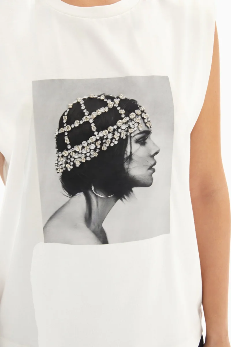 Wecre8 White Woman Printed Sleeveless Top By WECRE8