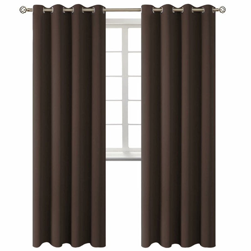 BGment Blackout Curtains for Living Room  Grommet Thermal Insulated Room Darkening Curtains for Bedroom Set of 2 Panels 52 x 84 Inch Brown