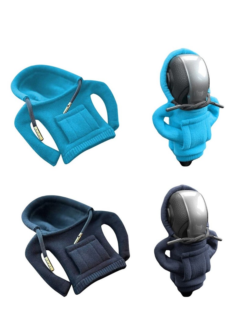 Excefore Sweatshirt Auto Gear Shift Knob Cover, Car Shifter Hoodie Gear Shift, Lever Knob Cover Car Interior Decoration for Most Vehicles (2pcs, 2 Colors) - Image 1