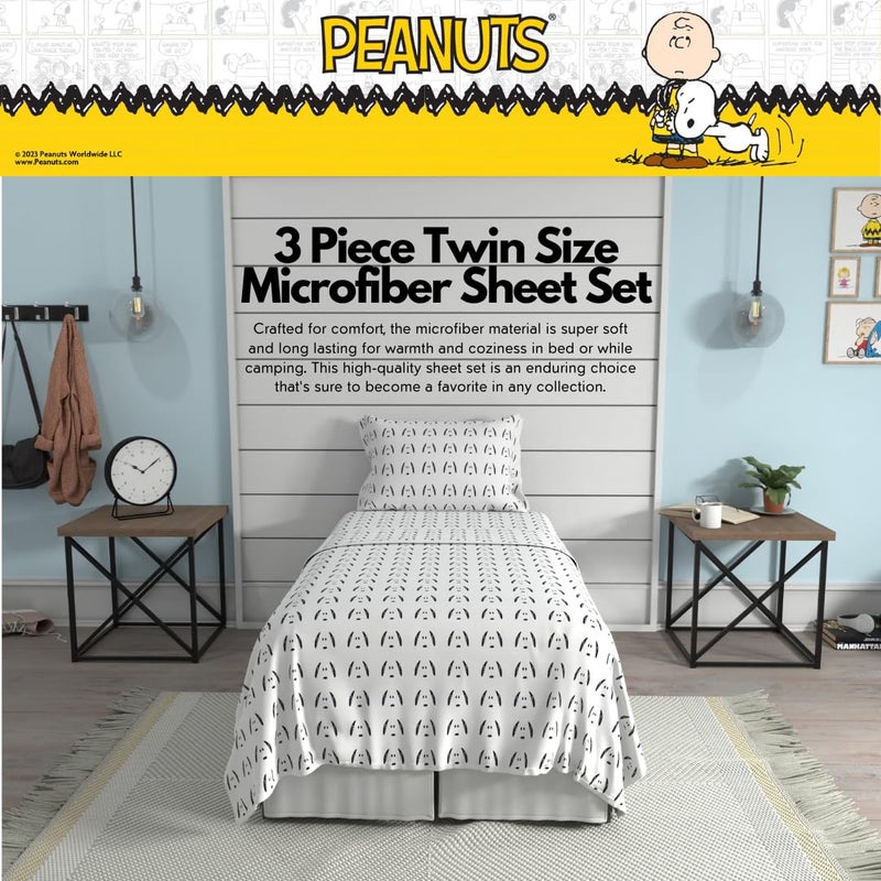 Franco Collectibles Peanuts Snoopy Bedding Super Soft Cozy Microfiber 3 Piece Twin Sheet Set  (Officially Licensed Product) - Image 3