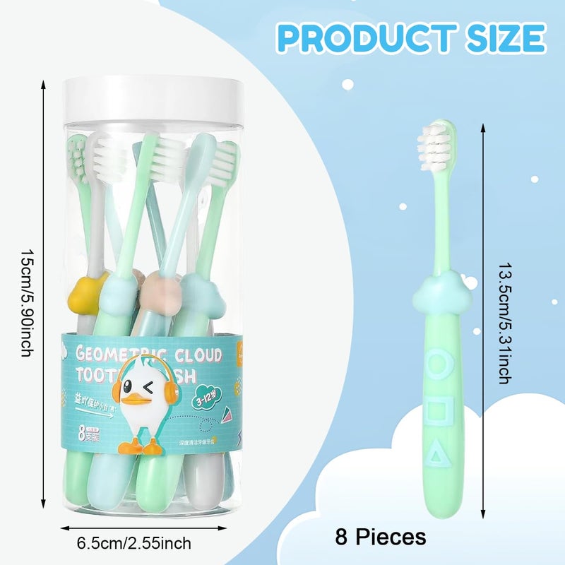 HANNEA® Child Toothbrushes, Set of 8Pcs Child Toothbrushes for Aged 3-8 Years Old, Ultra Soft Bristles Head, 4 Color Cartoon Anti-slip Handle Design, with Storage Case - Image 2