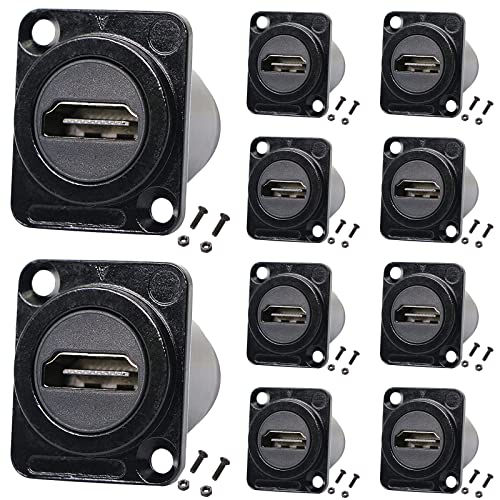 PENGLIN 10Pack HDMI Panel Mount Coupler, HDMI D-Type Pass Through Connector, Female to Female 4K Adapter, Bulkhead Extension 4K 60hz 3D and HDR with Cap - Image 1