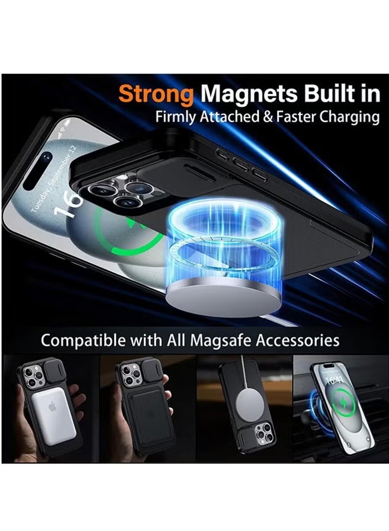 إكس ليفيل غطاء حماية لهاتف آيفون 16 برو ماكس مزود بحلقة مغناطيسية دوارة 360 درجة، وعدسة كاميرا منزلقة، ومسند، وغطاء متين مقاوم للصدمات لهاتف آيفون 16 برو ماكس، أسود - Image 5