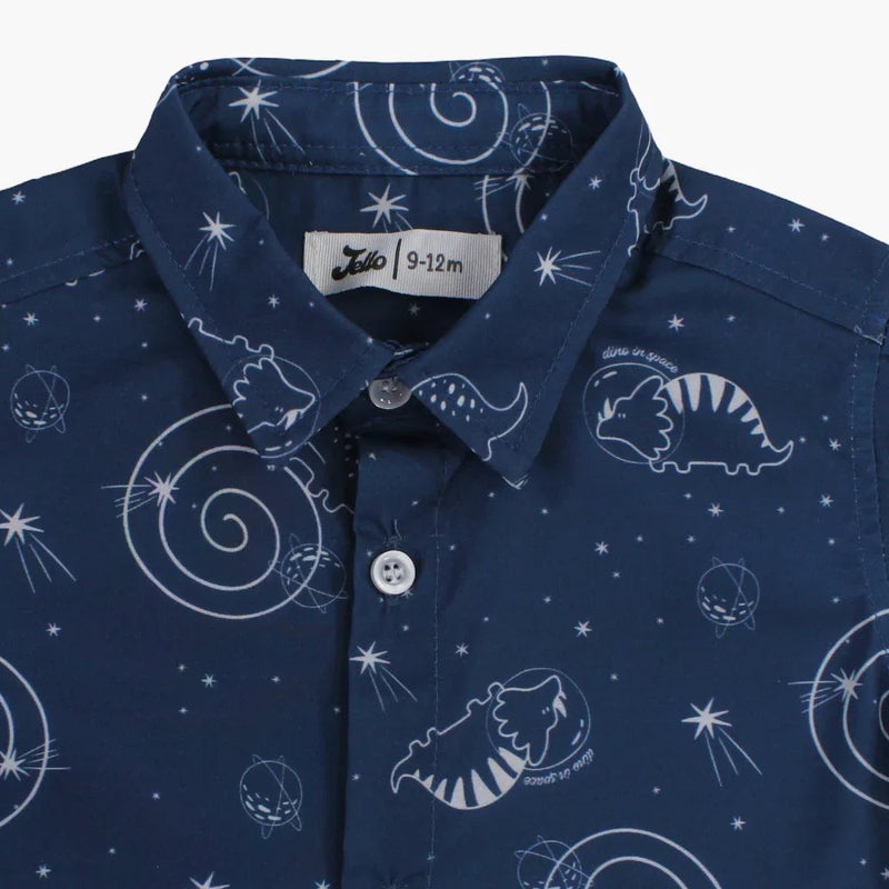جيلو بيبي أولادي قطن Shirt - Indigo مع Dino in Space طبعة - Image 3