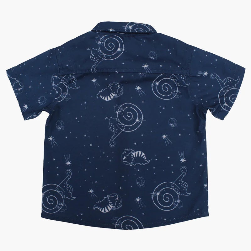 جيلو بيبي أولادي قطن Shirt - Indigo مع Dino in Space طبعة - Image 2