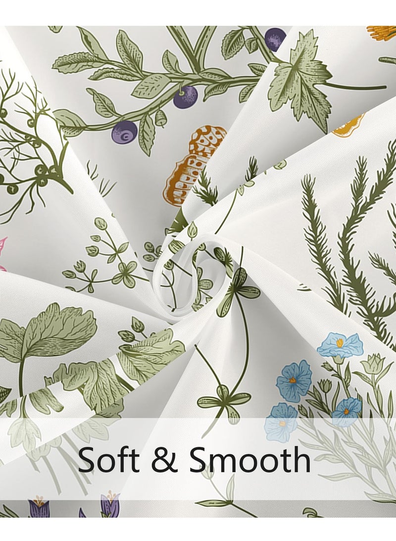 Excefore Vintage Floral Shower Curtain, Sage Green Botanical Fabric Shower Curtain Set, Boho Plant Herbs Flower Butterfly Aesthetic, Cottagecore Bathroom Decor, 72x72 Beige - Image 5