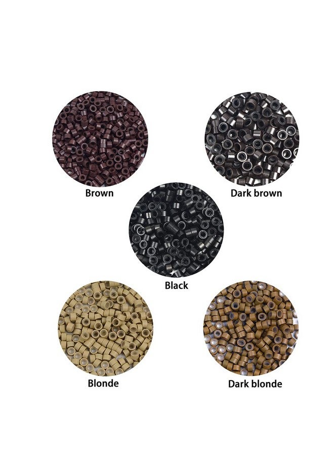 YTBYT 500 Pcs Silicone Lined Micro Rings Links Beads 5Mm Lined Beads For Hair Extensions Tool (Dark Blonde) - Image 2