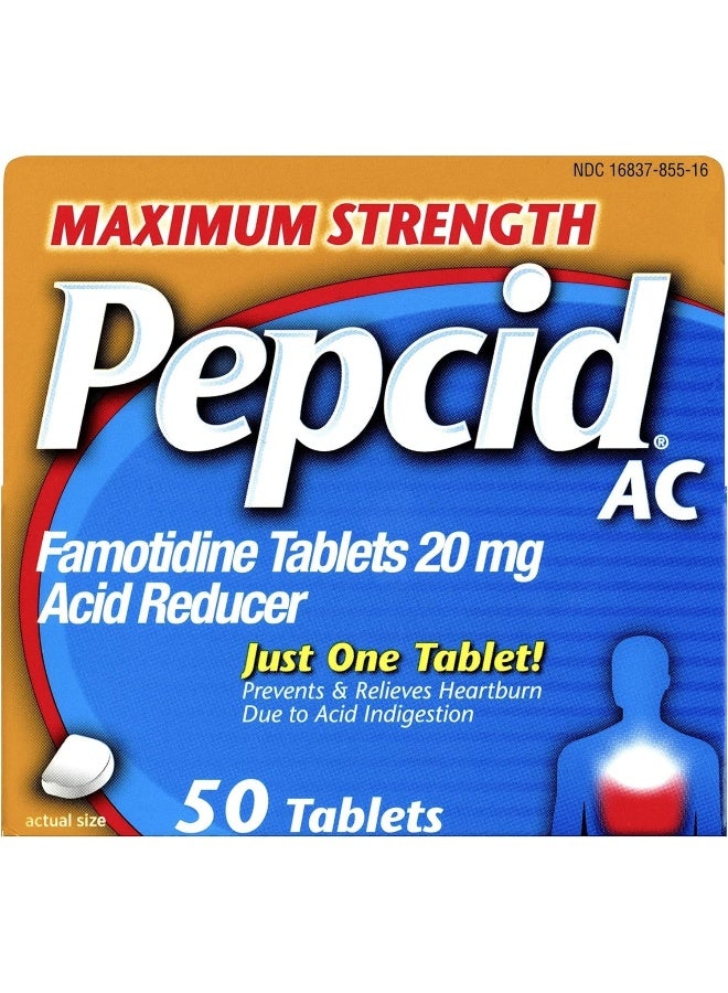 Pepcid Csc 24 - Convenient 2 Pack AC Maximum Strength Acid Reducer Prevent Relieves Heartburn Famotidine Tablets 20Mg - 2 Pack Of 50 Tablets