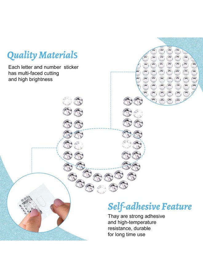 Waydress 3 Sheets Glitter Rhinestone Stickers Bling Crystal Alphabet Letter Stickers Number Stickers Gemstone Border Stickers 34 Letters And 10 Numbers Self-Adhesive Decorative Stickers For Diy Decoration  - Image 3