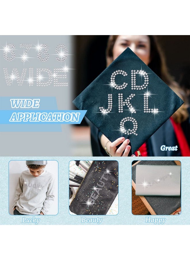 Waydress 3 Sheets Glitter Rhinestone Stickers Bling Crystal Alphabet Letter Stickers Number Stickers Gemstone Border Stickers 34 Letters And 10 Numbers Self-Adhesive Decorative Stickers For Diy Decoration  - Image 5