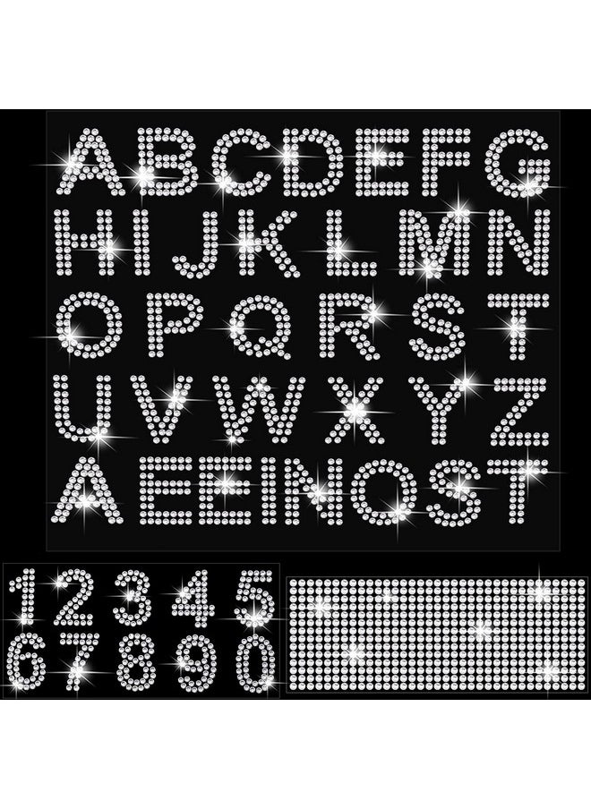Waydress 3 Sheets Glitter Rhinestone Stickers Bling Crystal Alphabet Letter Stickers Number Stickers Gemstone Border Stickers 34 Letters And 10 Numbers Self-Adhesive Decorative Stickers For Diy Decoration  - Image 1