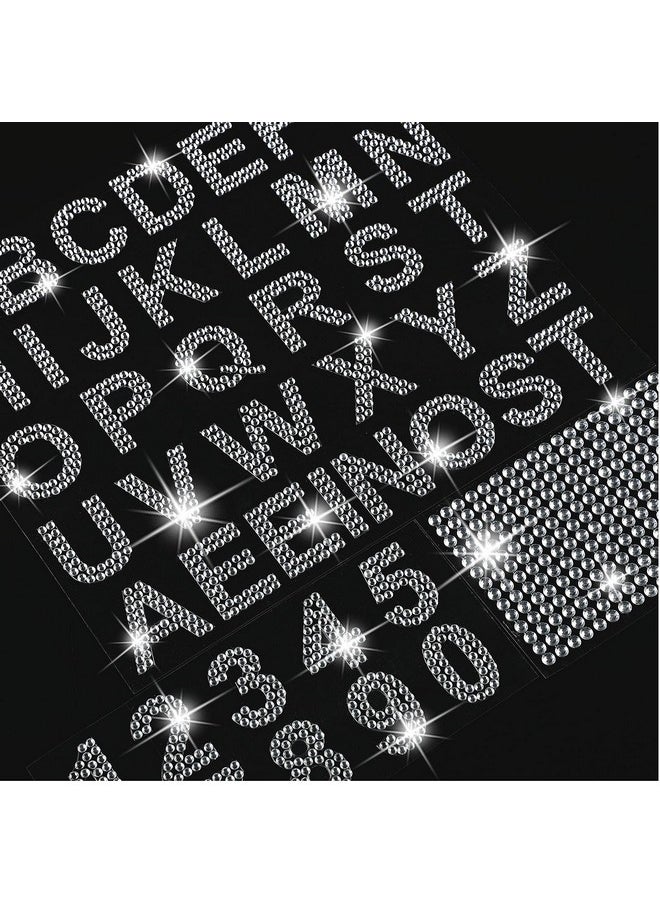 Waydress 3 Sheets Glitter Rhinestone Stickers Bling Crystal Alphabet Letter Stickers Number Stickers Gemstone Border Stickers 34 Letters And 10 Numbers Self-Adhesive Decorative Stickers For Diy Decoration  - Image 4