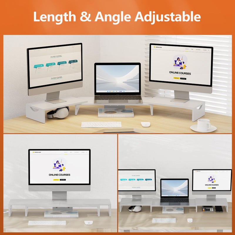 ErgoFocus Triple Monitor Stand Riser, Extra Long Monitor Lift for 3 Monitors, Dual Monitor Stand with Length and Angle Adjustable - Image 4
